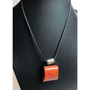 1242 VTG SILPADA STERLING SILVER Orange sponge coral leather pendant necklace